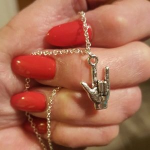 Sterling Silver "I love you" necklace.